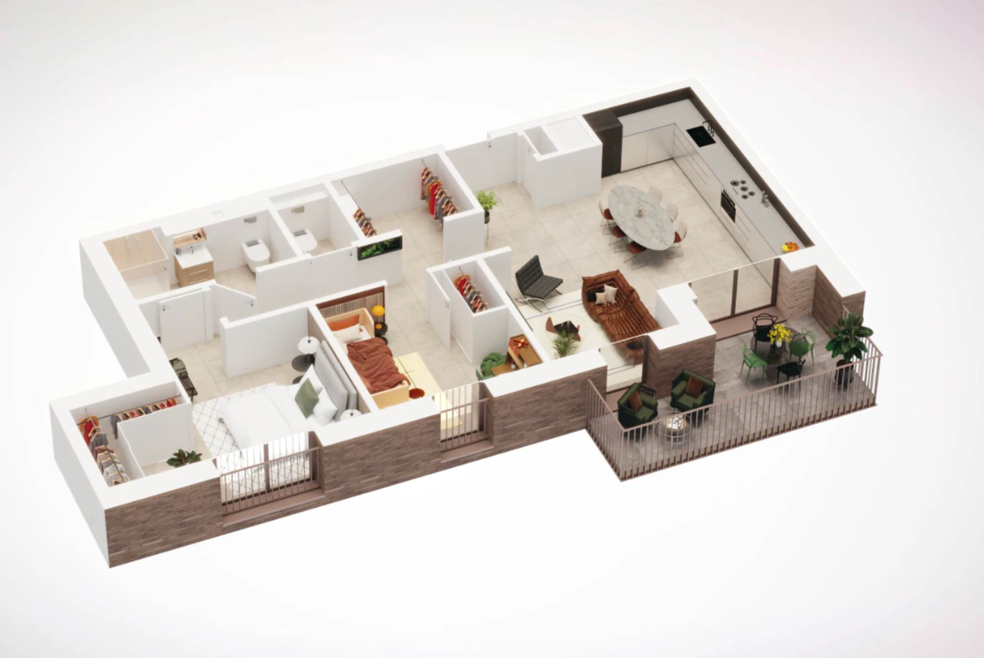 Appartement 2 chambres — 74 à 89 m²